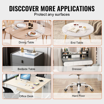 Plastic Table Cover, 42 x 42 Inch 2.0 mm Thick Clear Table Protector, Round PVC Desk Mat, Waterproof & Easy Cleaning Desk Pad Tablecloth, for Office Dresser Dining Room Table Night Stand - Image 6
