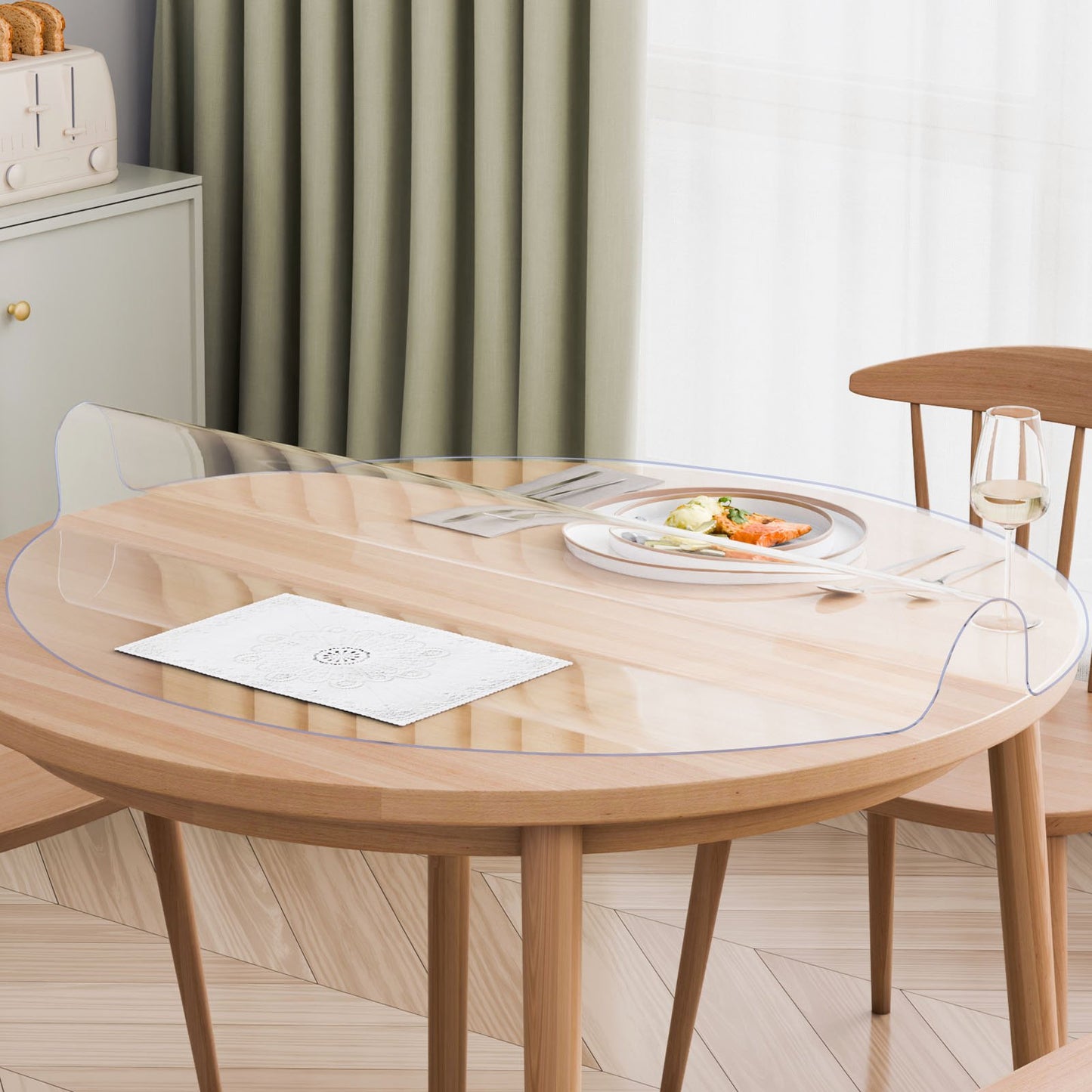 Plastic Table Cover, 42 x 42 Inch 2.0 mm Thick Clear Table Protector, Round PVC Desk Mat, Waterproof & Easy Cleaning Desk Pad Tablecloth, for Office Dresser Dining Room Table Night Stand - Image 8