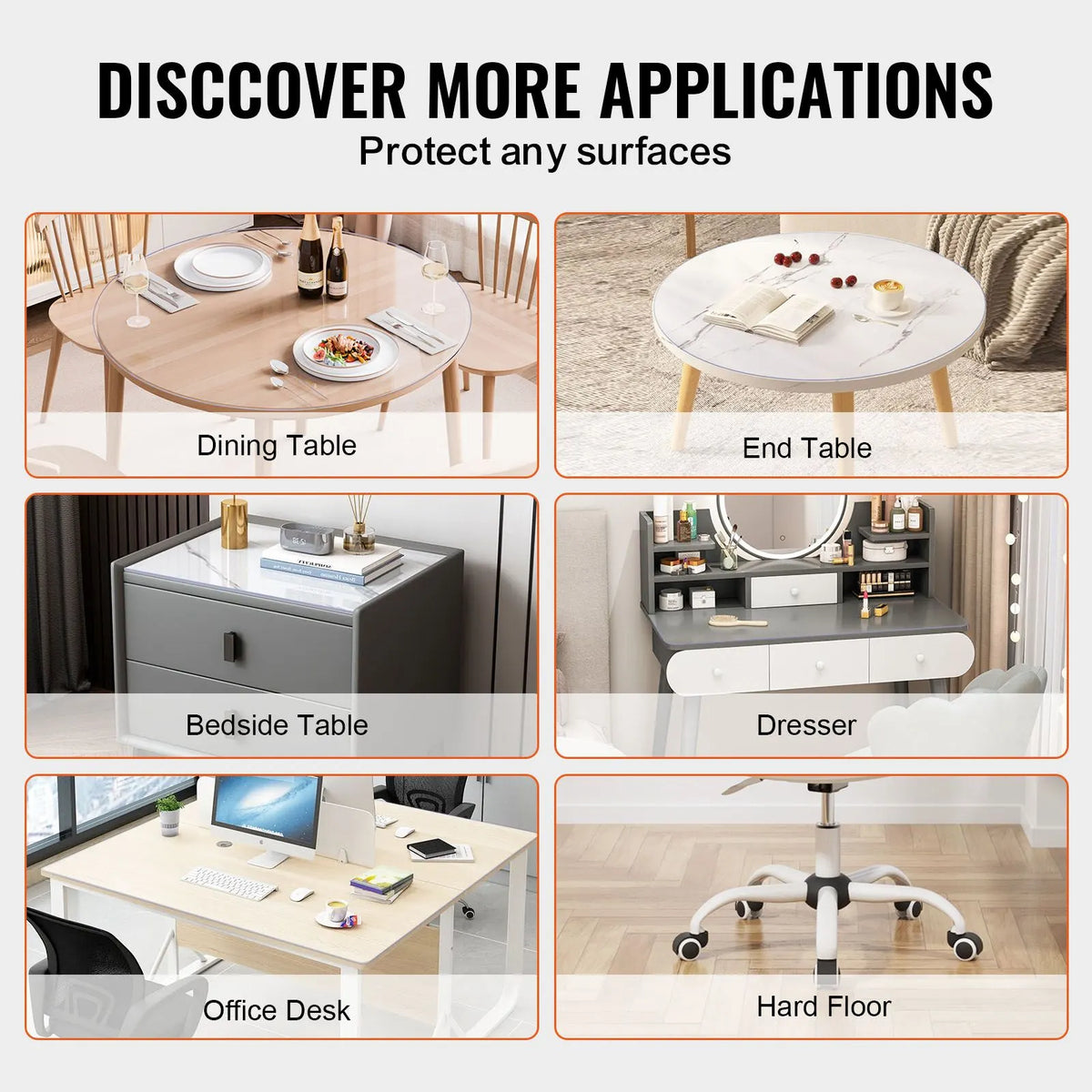 Plastic Table Cover, 48 x 48 Inch 2.0 mm Thick Clear Table Protector, Round PVC Desk Mat, Waterproof & Easy Cleaning Desk Pad Tablecloth, for Office Dresser Dining Room Table Night Stand - Image 6