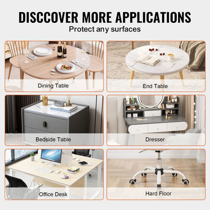 Plastic Table Cover, 48 x 48 Inch 2.0 mm Thick Clear Table Protector, Round PVC Desk Mat, Waterproof & Easy Cleaning Desk Pad Tablecloth, for Office Dresser Dining Room Table Night Stand - Image 6