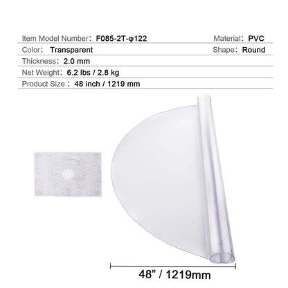 Plastic Table Cover, 48 x 48 Inch 2.0 mm Thick Clear Table Protector, Round PVC Desk Mat, Waterproof & Easy Cleaning Desk Pad Tablecloth, for Office Dresser Dining Room Table Night Stand - Image 7