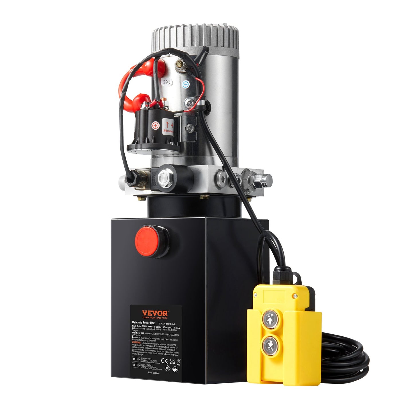 Hydraulic Pump, 4 Quart Hydraulic Power Unit, Single Acting Dump Trailer Pump, 0.91 GPM Flow Rate, 3200 PSI Max Relief Pressure, DC 12V Hydraulic Pump for Dump Trailer Car Lifting - Image 9