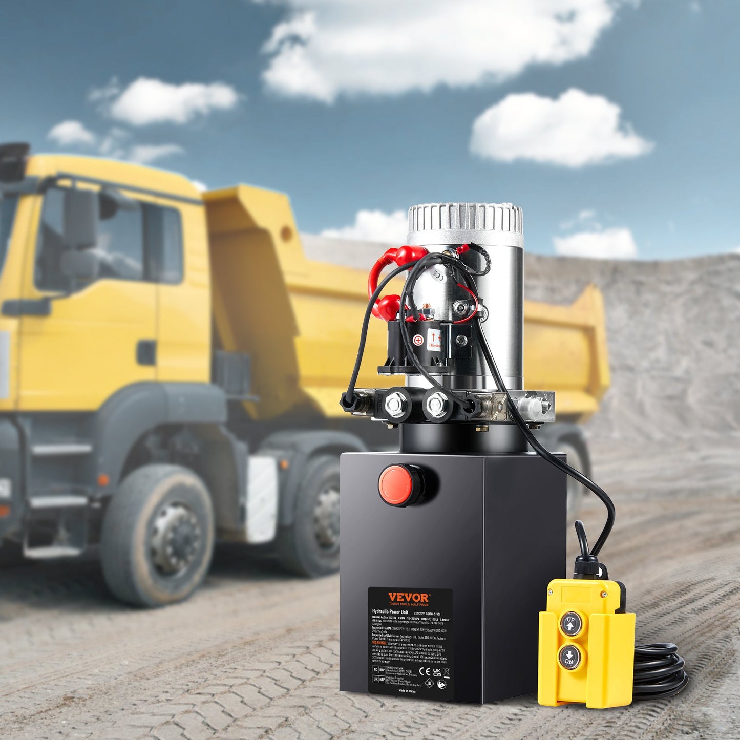 Hydraulic Pump, 10 Quart Hydraulic Power Unit, Double Acting Dump Trailer Pump, 0.91 GPM Flow Rate, 3200 PSI Max Relief Pressure, DC 12V Hydraulic Pump for Dump Trailer Car Lifting - Image 8