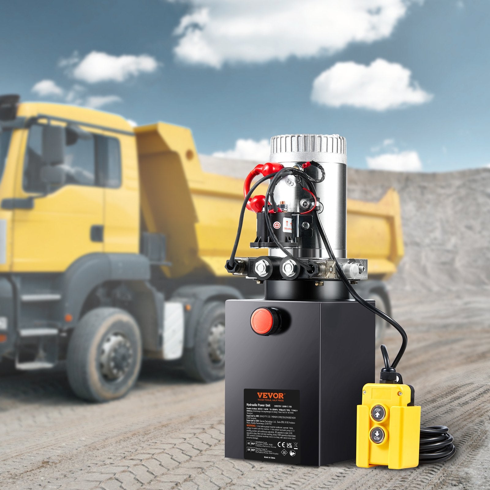 Hydraulic Pump, 10 Quart Hydraulic Power Unit, Double Acting Dump Trailer Pump, 0.91 GPM Flow Rate, 3200 PSI Max Relief Pressure, DC 12V Hydraulic Pump for Dump Trailer Car Lifting - Image 8