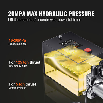 Hydraulic Pump, 8 Quart Hydraulic Power Unit, Single Acting Dump Trailer Pump, 0.91 GPM Flow Rate, 3200 PSI Max Relief Pressure, DC 12V Hydraulic Pump for Dump Trailer Car Lifting - Image 3