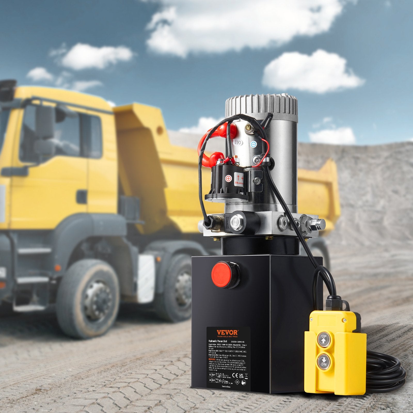 Hydraulic Pump, 8 Quart Hydraulic Power Unit, Single Acting Dump Trailer Pump, 0.91 GPM Flow Rate, 3200 PSI Max Relief Pressure, DC 12V Hydraulic Pump for Dump Trailer Car Lifting - Image 8