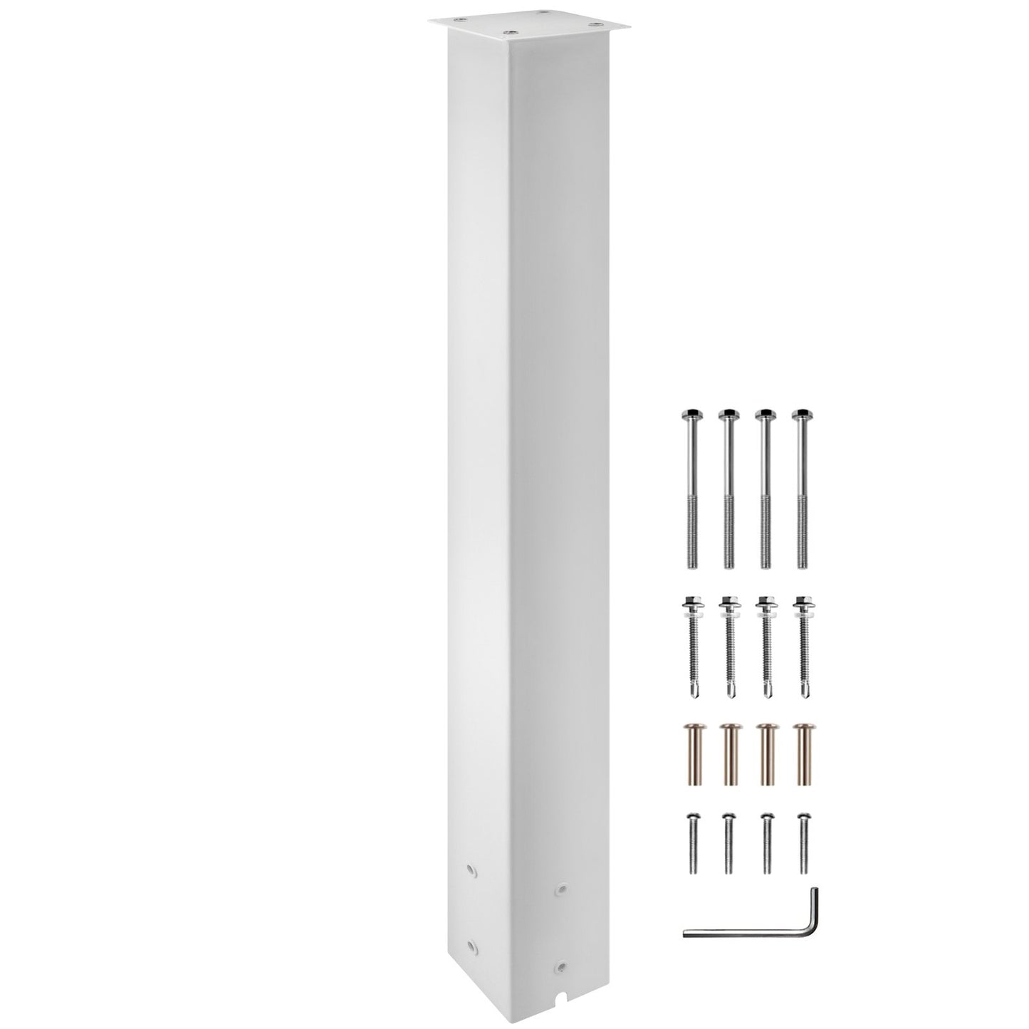 Mailbox Post, 43\" High Mailbox Stand, White Powder-Coated Mail Box Post Kit, Q235 Steel Post Stand Surface Mount Post for Sidewalk and Street Curbside, Universal Mail Post for Outdoor Mailbox