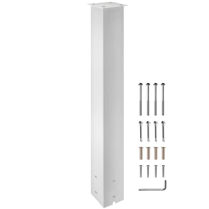 Mailbox Post, 43\" High Mailbox Stand, White Powder-Coated Mail Box Post Kit, Q235 Steel Post Stand Surface Mount Post for Sidewalk and Street Curbside, Universal Mail Post for Outdoor Mailbox