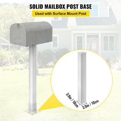 Mailbox Post, 43\" High Mailbox Stand, White Powder-Coated Mail Box Post Kit, Q235 Steel Post Stand Surface Mount Post for Sidewalk and Street Curbside, Universal Mail Post for Outdoor Mailbox - Image 3
