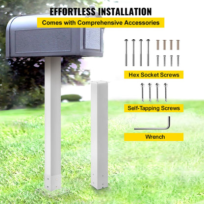 Mailbox Post, 43\" High Mailbox Stand, White Powder-Coated Mail Box Post Kit, Q235 Steel Post Stand Surface Mount Post for Sidewalk and Street Curbside, Universal Mail Post for Outdoor Mailbox - Image 4