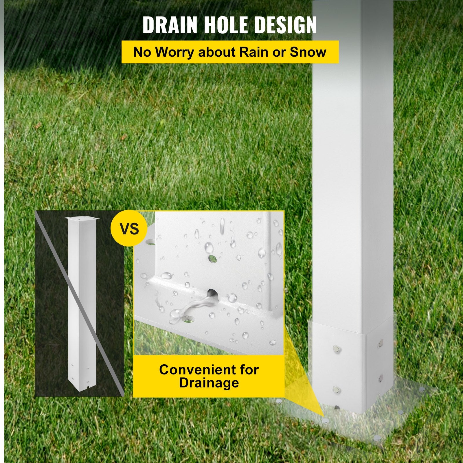 Mailbox Post, 43\" High Mailbox Stand, White Powder-Coated Mail Box Post Kit, Q235 Steel Post Stand Surface Mount Post for Sidewalk and Street Curbside, Universal Mail Post for Outdoor Mailbox - Image 5