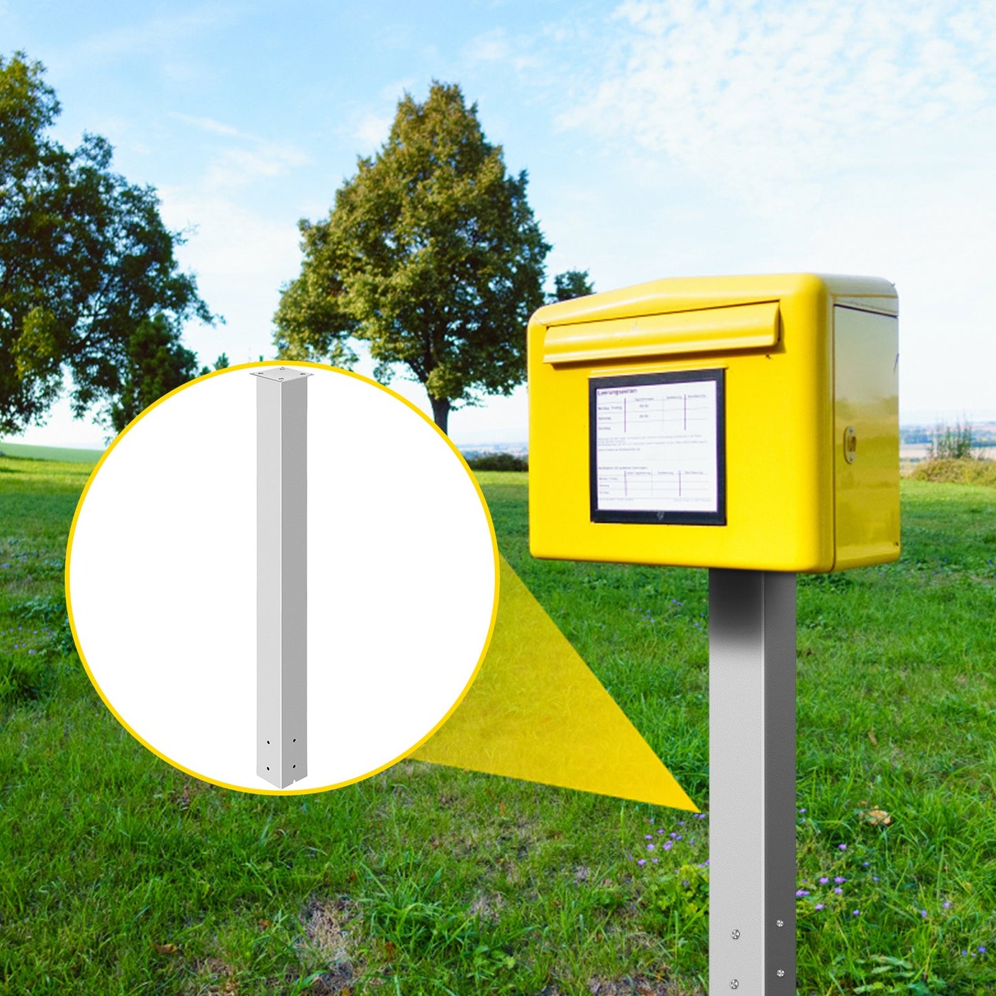 Mailbox Post, 43\" High Mailbox Stand, White Powder-Coated Mail Box Post Kit, Q235 Steel Post Stand Surface Mount Post for Sidewalk and Street Curbside, Universal Mail Post for Outdoor Mailbox - Image 8