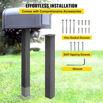 Mailbox Post Stand Mail Box Post 43" Black Powder-Coated Steel for Outdoor - Image 4