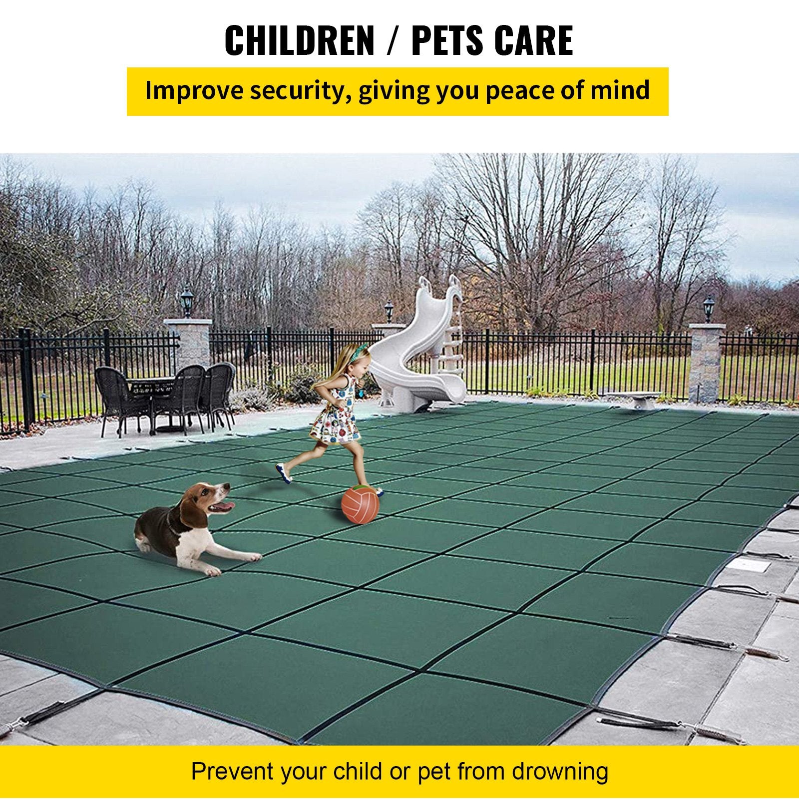 Pool Safety Cover Fits 20x40ft Rectangle Inground Safety Pool Cover Green Mesh with 4x8ft Center End Steps Solid Pool Safety Cover for Swimming Pool Winter Safety Cover - Image 5