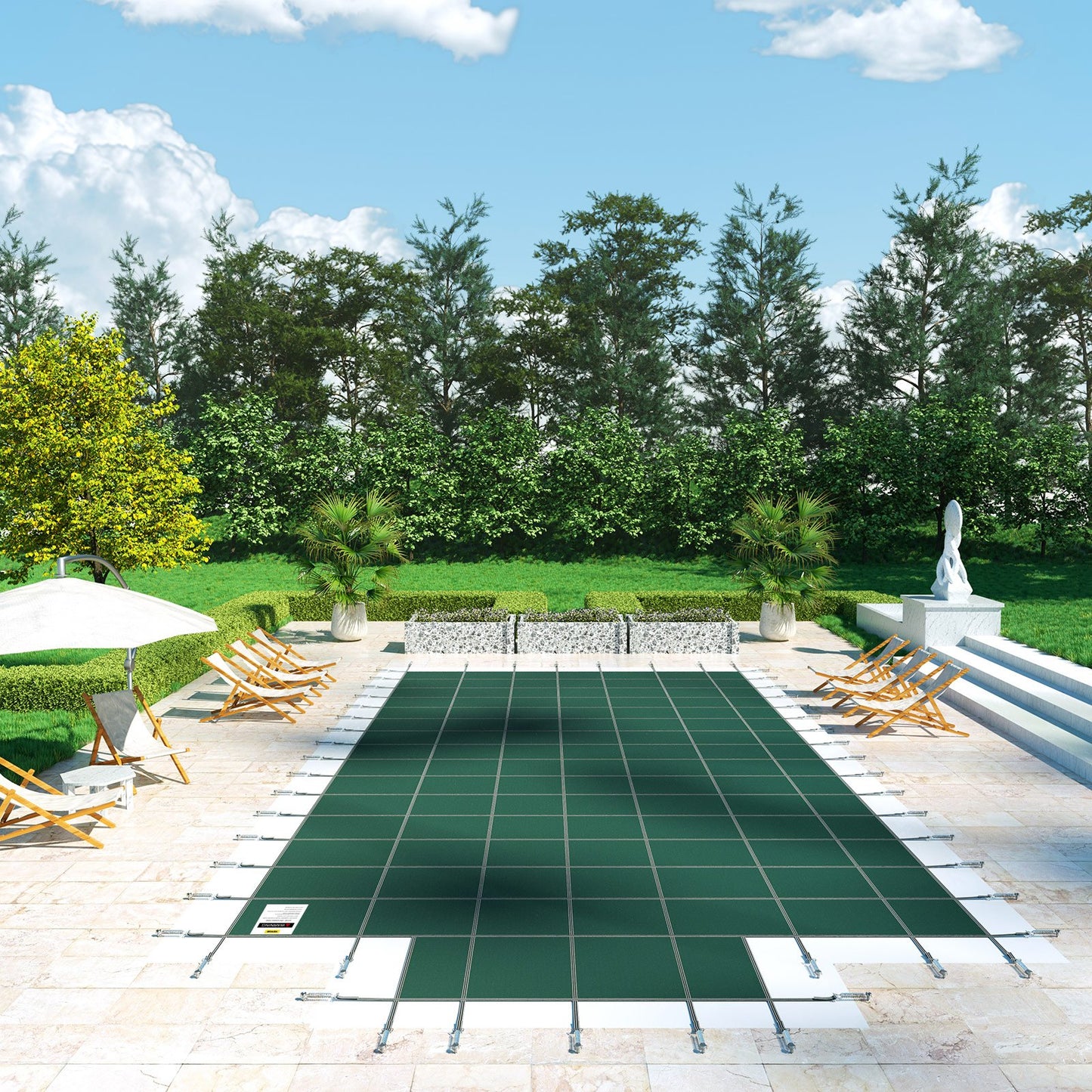 Pool Safety Cover Fits 20x40ft Rectangle Inground Safety Pool Cover Green Mesh with 4x8ft Center End Steps Solid Pool Safety Cover for Swimming Pool Winter Safety Cover - Image 8
