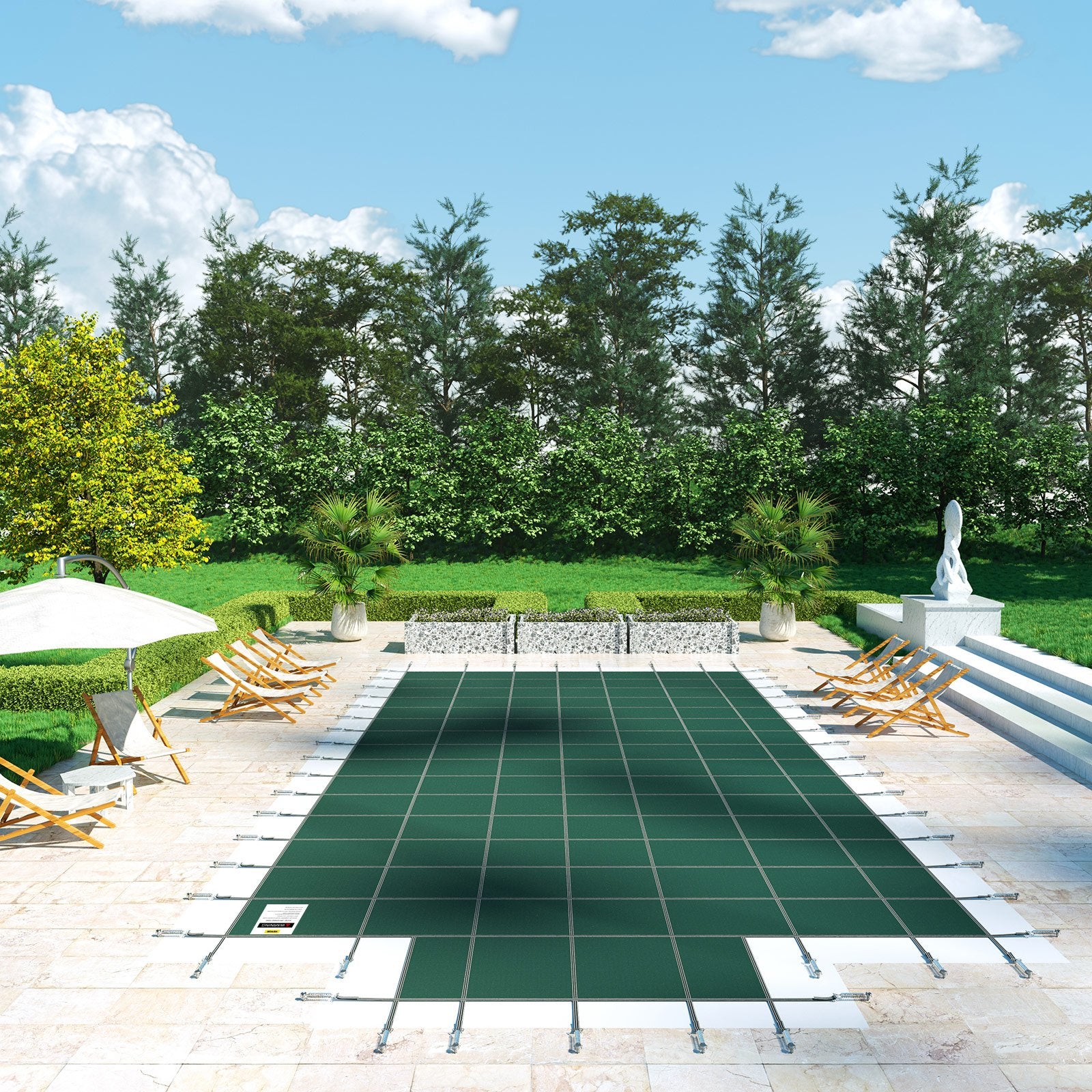 Pool Safety Cover Fits 20x40ft Rectangle Inground Safety Pool Cover Green Mesh with 4x8ft Center End Steps Solid Pool Safety Cover for Swimming Pool Winter Safety Cover - Image 8