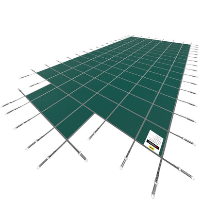 Pool Safety Cover Fits 20x40ft Rectangle Inground Safety Pool Cover Green Mesh with 4x8ft Center End Steps Solid Pool Safety Cover for Swimming Pool Winter Safety Cover - Image 9