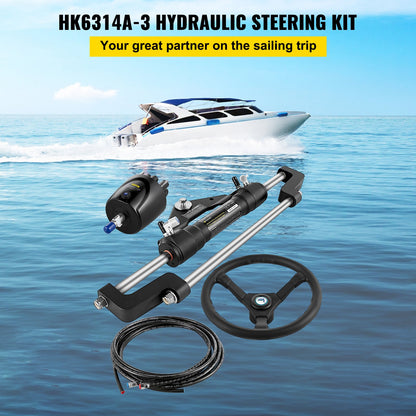Hydraulic Boat Steering Kit, 300HP Hydraulic Steering Kit Helm Pump, Hydraulic Outboard Steeing Kit with 4267 mm Hydraulic Steering Hose for Boat Steering System - Image 2