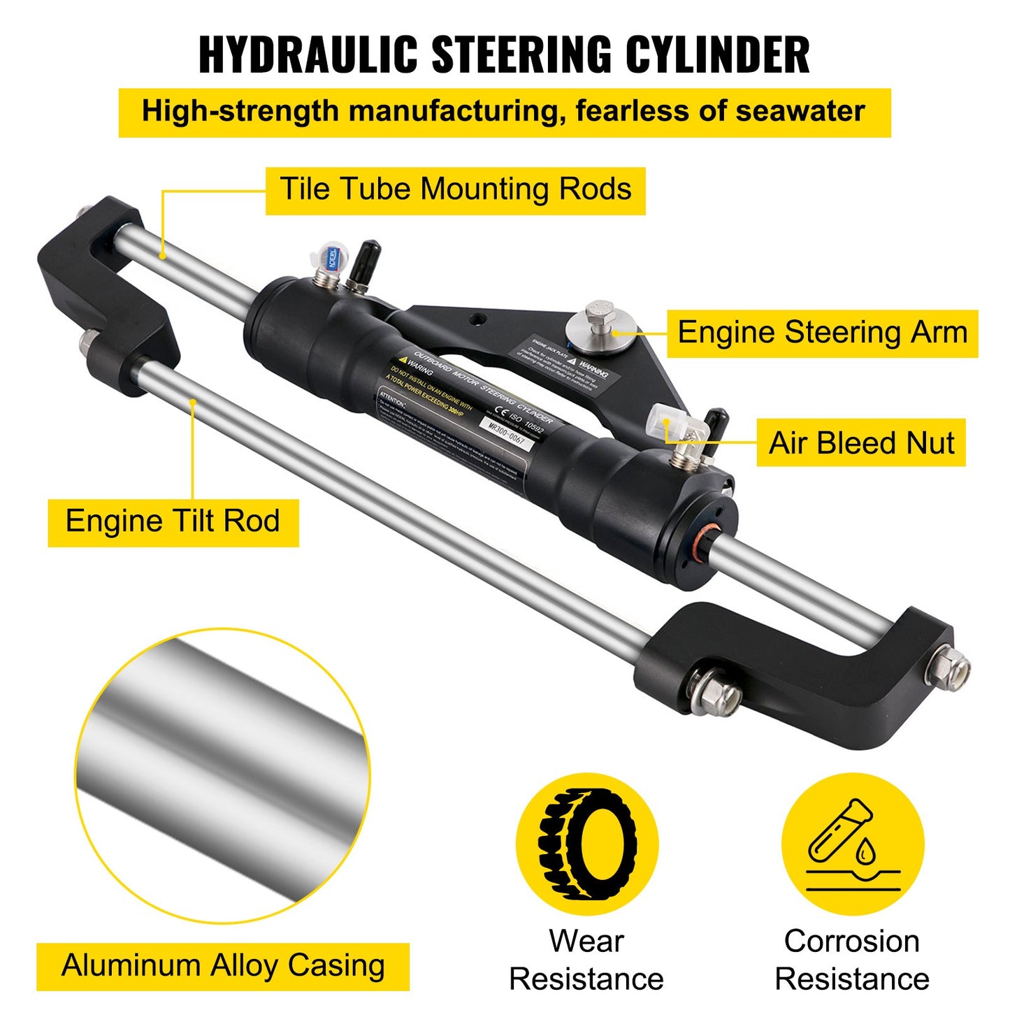 Hydraulic Boat Steering Kit, 300HP Hydraulic Steering Kit Helm Pump, Hydraulic Outboard Steeing Kit with 4267 mm Hydraulic Steering Hose for Boat Steering System - Image 4