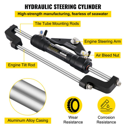 Hydraulic Boat Steering Kit, 300HP Hydraulic Steering Kit Helm Pump, Hydraulic Outboard Steeing Kit with 4267 mm Hydraulic Steering Hose for Boat Steering System - Image 4
