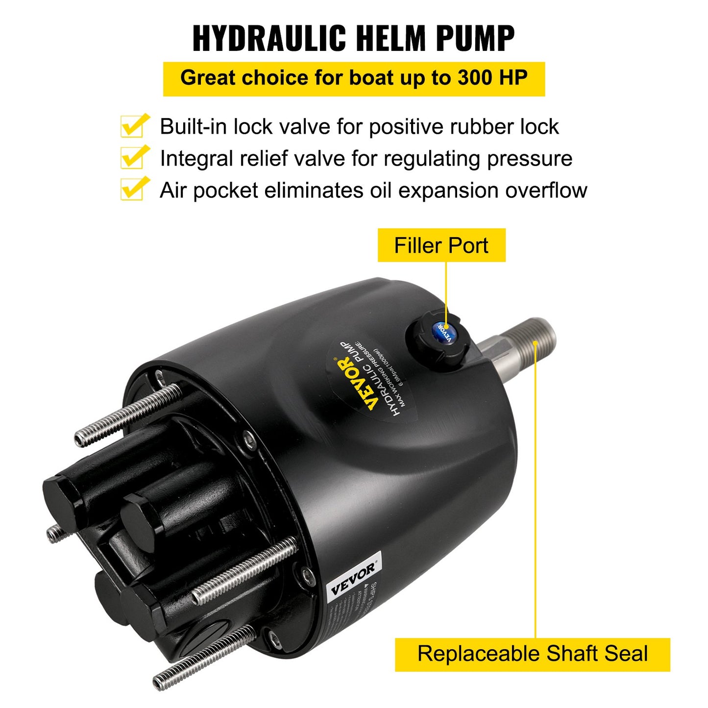 Hydraulic Boat Steering Kit, 300HP Hydraulic Steering Kit Helm Pump, Hydraulic Outboard Steeing Kit with 4267 mm Hydraulic Steering Hose for Boat Steering System - Image 5