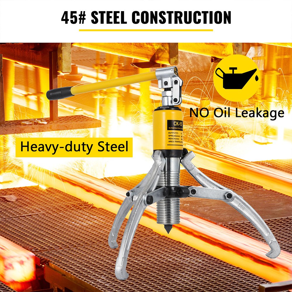 Hydraulic Gear Puller, 15 Ton Max. Capacity Hydraulic Puller, 2 or 3 Jaws Bearing Hub Separator, 3.9"- 11.8" Hydraulic Puller Separator Tool for Pulling Hubs, Flanges, Gears, Bearings - Image 2