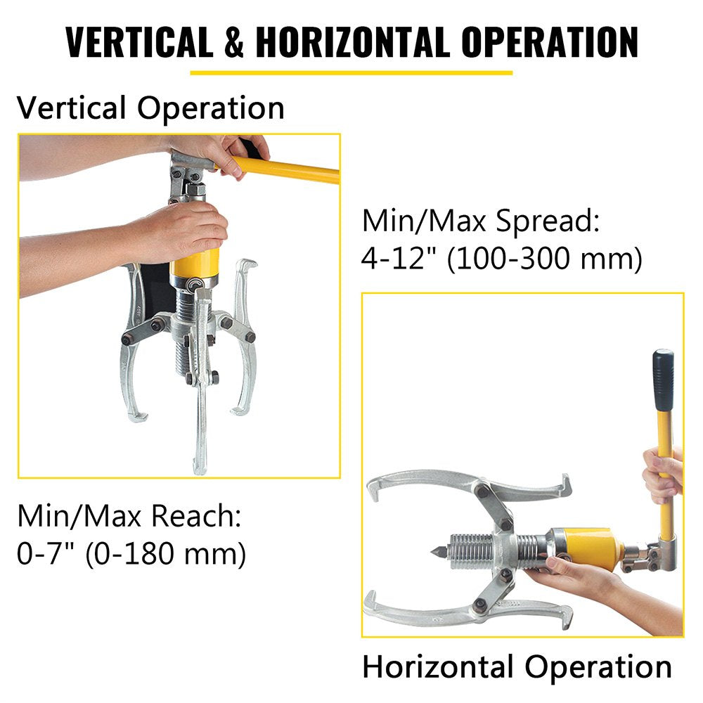 Hydraulic Gear Puller, 15 Ton Max. Capacity Hydraulic Puller, 2 or 3 Jaws Bearing Hub Separator, 3.9"- 11.8" Hydraulic Puller Separator Tool for Pulling Hubs, Flanges, Gears, Bearings - Image 4