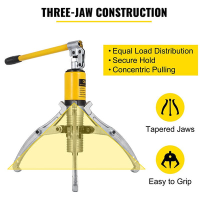 Hydraulic Gear Puller, 15 Ton Max. Capacity Hydraulic Puller, 2 or 3 Jaws Bearing Hub Separator, 3.9"- 11.8" Hydraulic Puller Separator Tool for Pulling Hubs, Flanges, Gears, Bearings - Image 6