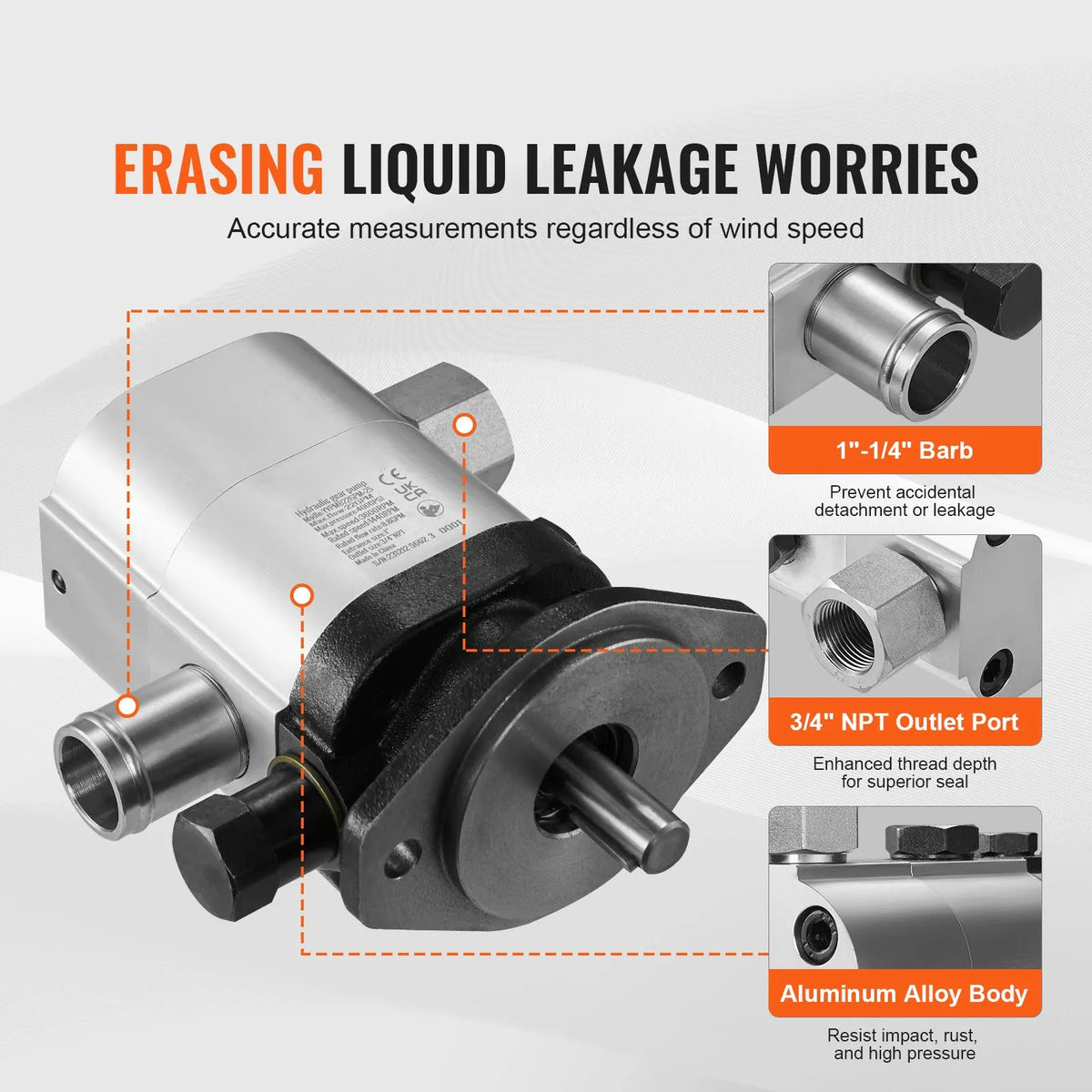 Hydraulic Log Splitter Pump, 22GPM, 2 Stage 4000PSI Wood Log Splitter Pump, 1'' Inlet 3/4'' NPT Outlet 3600 RPM Aluminum Hydraulic Gear Pump, for Small Engine Mounting Log Splitters Snowplow - Image 3