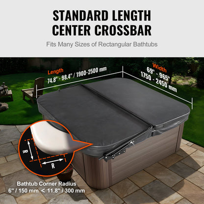 Hot Tub Cover Lift, Spa Cover Lift, Hydraulic, Width 175.26cm - 254.11cm Adjustable, Installed on Both Sides at the Top, Suitable for Various Sizes of Rectangular Bathtubs, Hot Tubs, Spa - Image 3