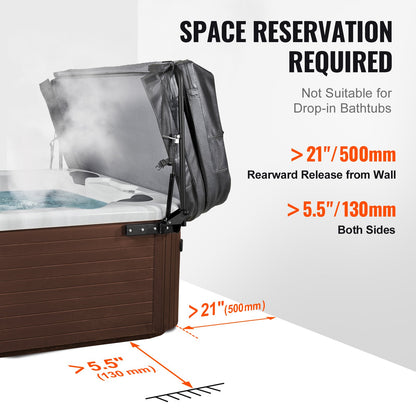Hot Tub Cover Lift, Spa Cover Lift, Hydraulic, Width 175.26cm - 254.11cm Adjustable, Installed on Both Sides at the Top, Suitable for Various Sizes of Rectangular Bathtubs, Hot Tubs, Spa - Image 6