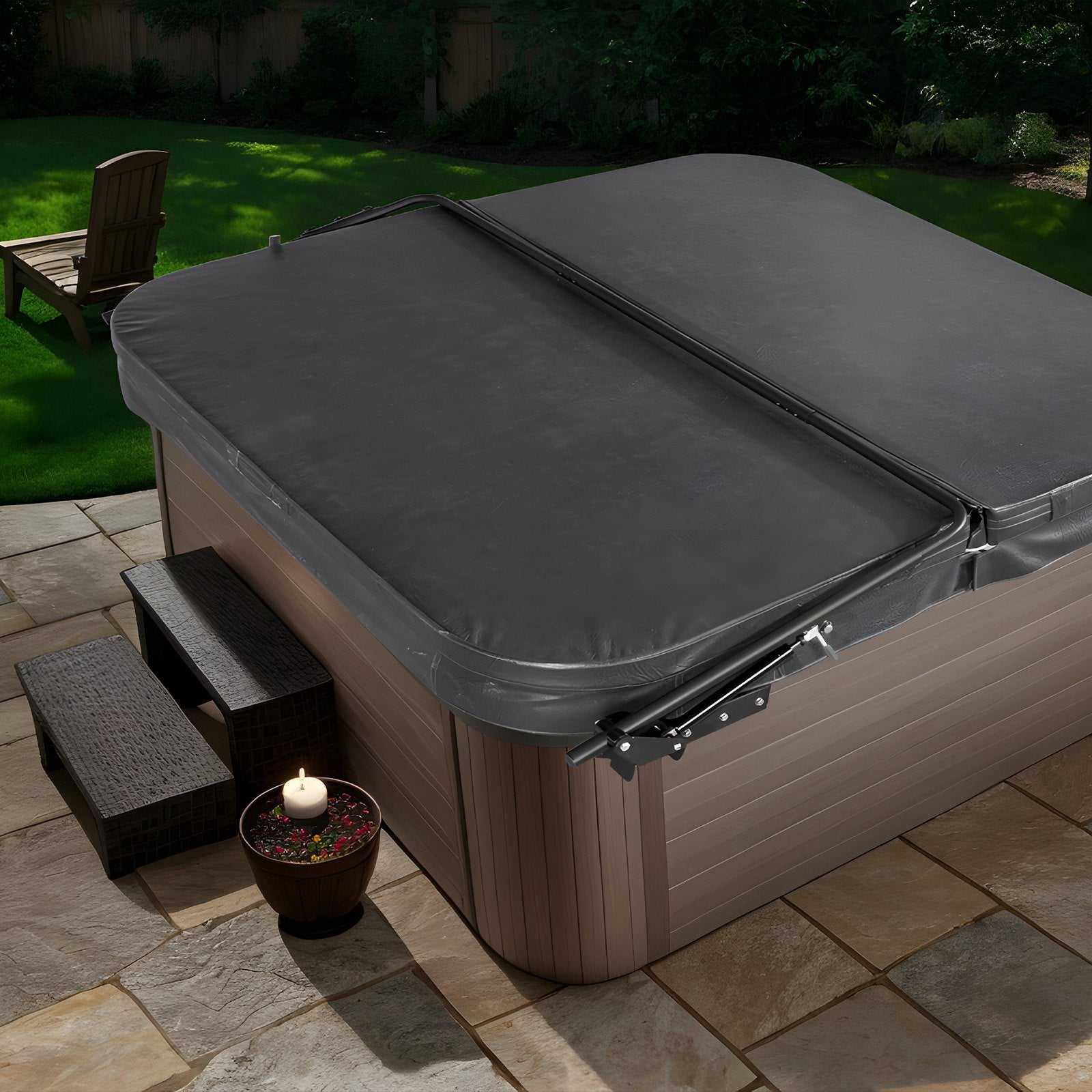 Hot Tub Cover Lift, Spa Cover Lift, Hydraulic, Width 175.26cm - 254.11cm Adjustable, Installed on Both Sides at the Top, Suitable for Various Sizes of Rectangular Bathtubs, Hot Tubs, Spa - Image 8