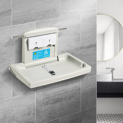 Wall-Mounted Baby Changing Station, Horizontal Foldable Diaper Change Table with Safety Straps and Hanging Rods, Use in Commercial Bathrooms, Daycare Centers for Newborns & Infant - Image 8