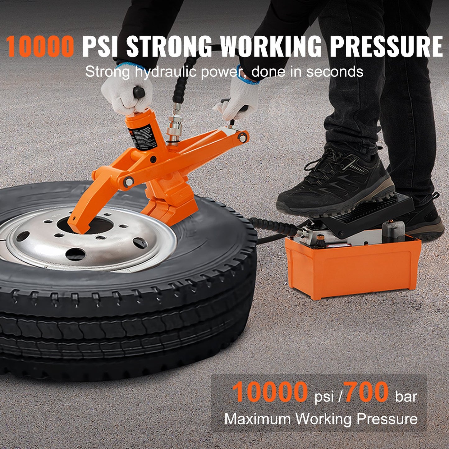 Hydraulic Bead Breaker, 1000 PSI Tire Bead Breaker with Metal Foot Pump, Heavy-duty Steel Bead Breaker Tool for Tractors, Trucks, Buses, Lawn Mowers, ATVs - Image 3