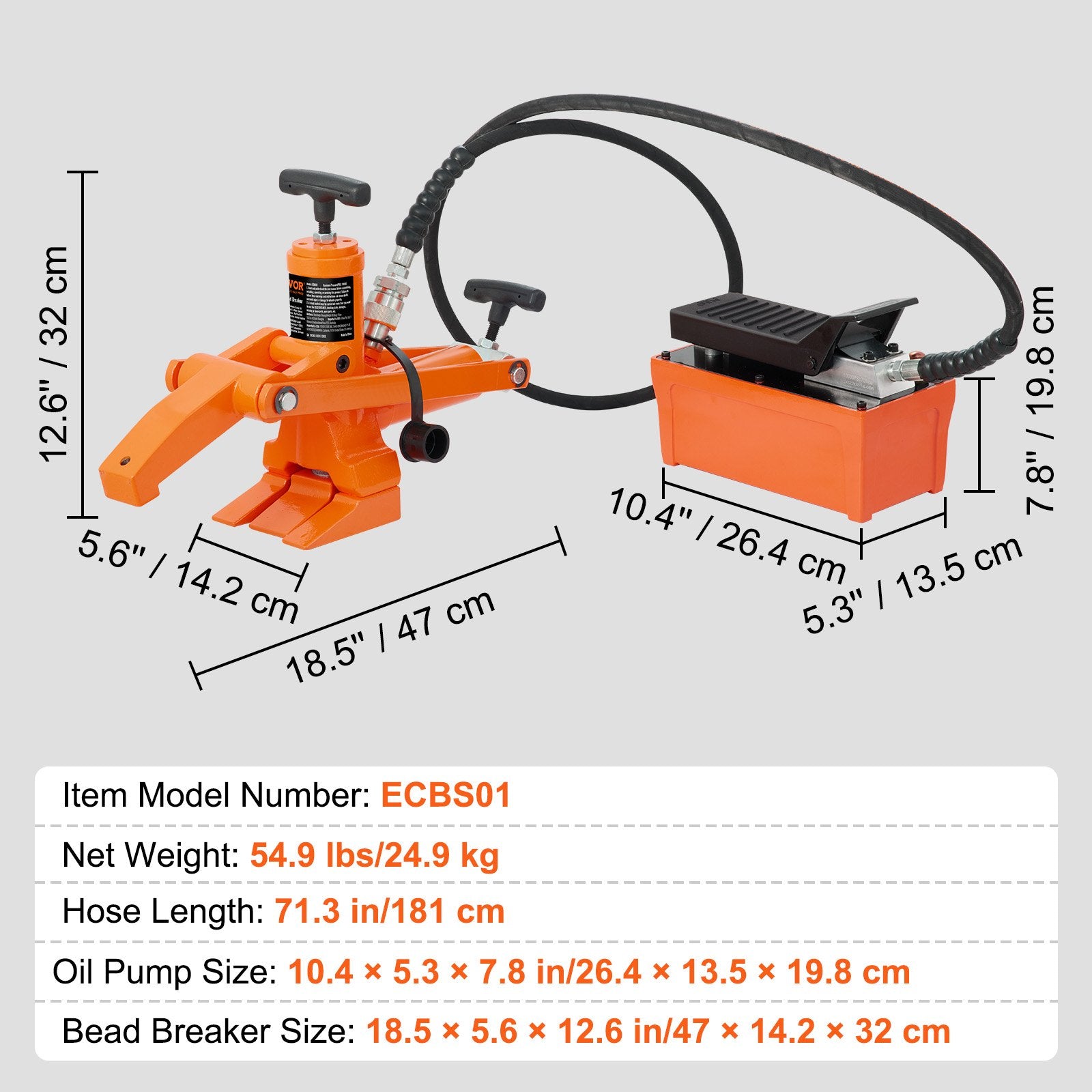 Hydraulic Bead Breaker, 1000 PSI Tire Bead Breaker with Metal Foot Pump, Heavy-duty Steel Bead Breaker Tool for Tractors, Trucks, Buses, Lawn Mowers, ATVs - Image 7