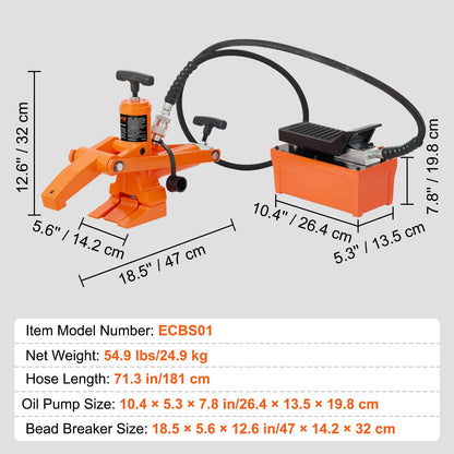 Hydraulic Bead Breaker, 1000 PSI Tire Bead Breaker with Metal Foot Pump, Heavy-duty Steel Bead Breaker Tool for Tractors, Trucks, Buses, Lawn Mowers, ATVs - Image 7