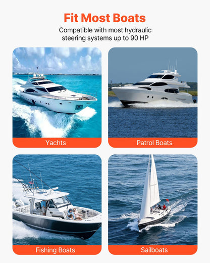 Hydraulic Steering Kit, 90 HP, Hydraulic Steering Helm Pump & Cylinder, with 6.9 MPa/1000 psi Max Working Pressure, Aluminum Alloy Housing, Check Valve, for Outboards Fishing Boats Sailboats - Image 5