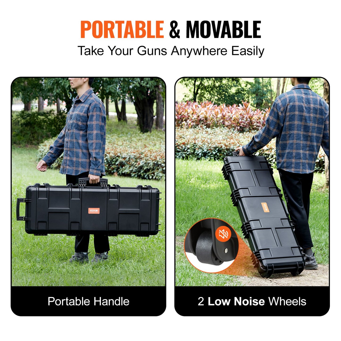 Rifle Case, Rifle Hard Case with 3 Layers Fully-protective Foams, 42 inch lockable Hard Gun Case with Wheels, IP67 Waterproof & Crushproof, for Two Rifles or Shotguns, Airsoft Gun - Image 6