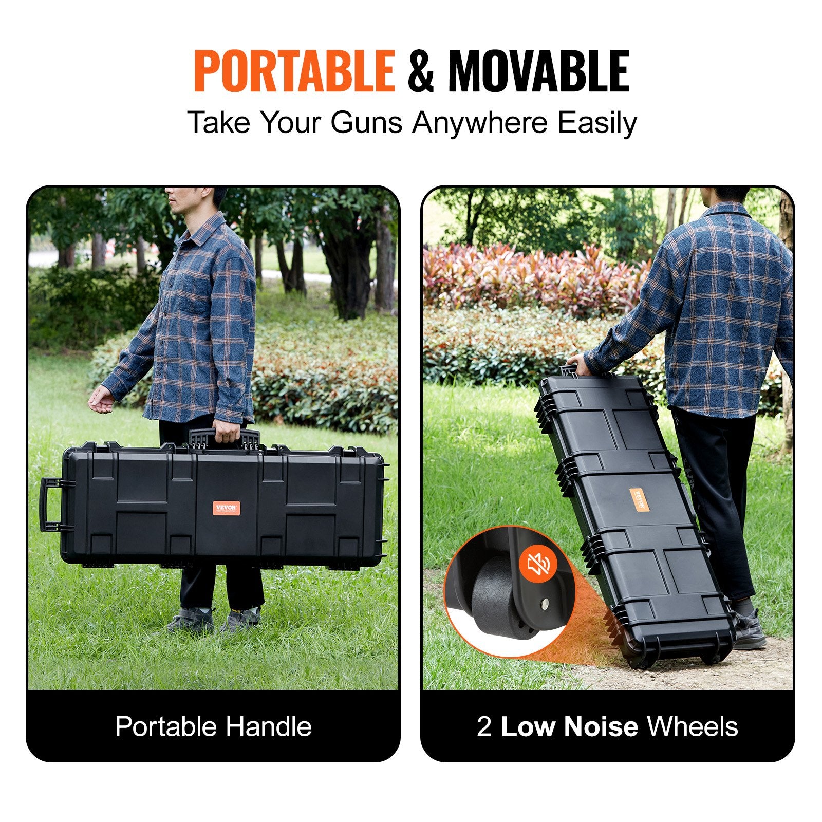 Rifle Case, Rifle Hard Case with 3 Layers Fully-protective Foams, 42 inch lockable Hard Gun Case with Wheels, IP67 Waterproof & Crushproof, for Two Rifles or Shotguns, Airsoft Gun - Image 6