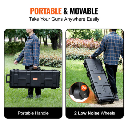 Rifle Case, Rifle Hard Case with 3 Layers Fully-protective Foams, 42 inch lockable Hard Gun Case with Wheels, IP67 Waterproof & Crushproof, for Two Rifles or Shotguns, Airsoft Gun - Image 6