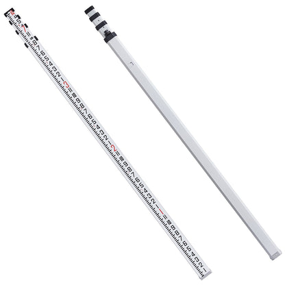 Aluminum Grade Rod, 14-Feet/8ths 4 Sections Telescopic Measuring Rod, Double-Sided Scale 1/8in Leveling Rod Stick, Aluminum Alloy Survey Rod w/ Bubble Level &Carrying Bag for Houses,Walls,Floors