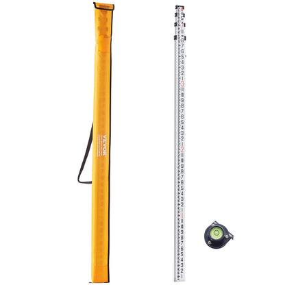 Aluminum Grade Rod, 14-Feet/8ths 4 Sections Telescopic Measuring Rod, Double-Sided Scale 1/8in Leveling Rod Stick, Aluminum Alloy Survey Rod w/ Bubble Level &Carrying Bag for Houses,Walls,Floors - Image 9