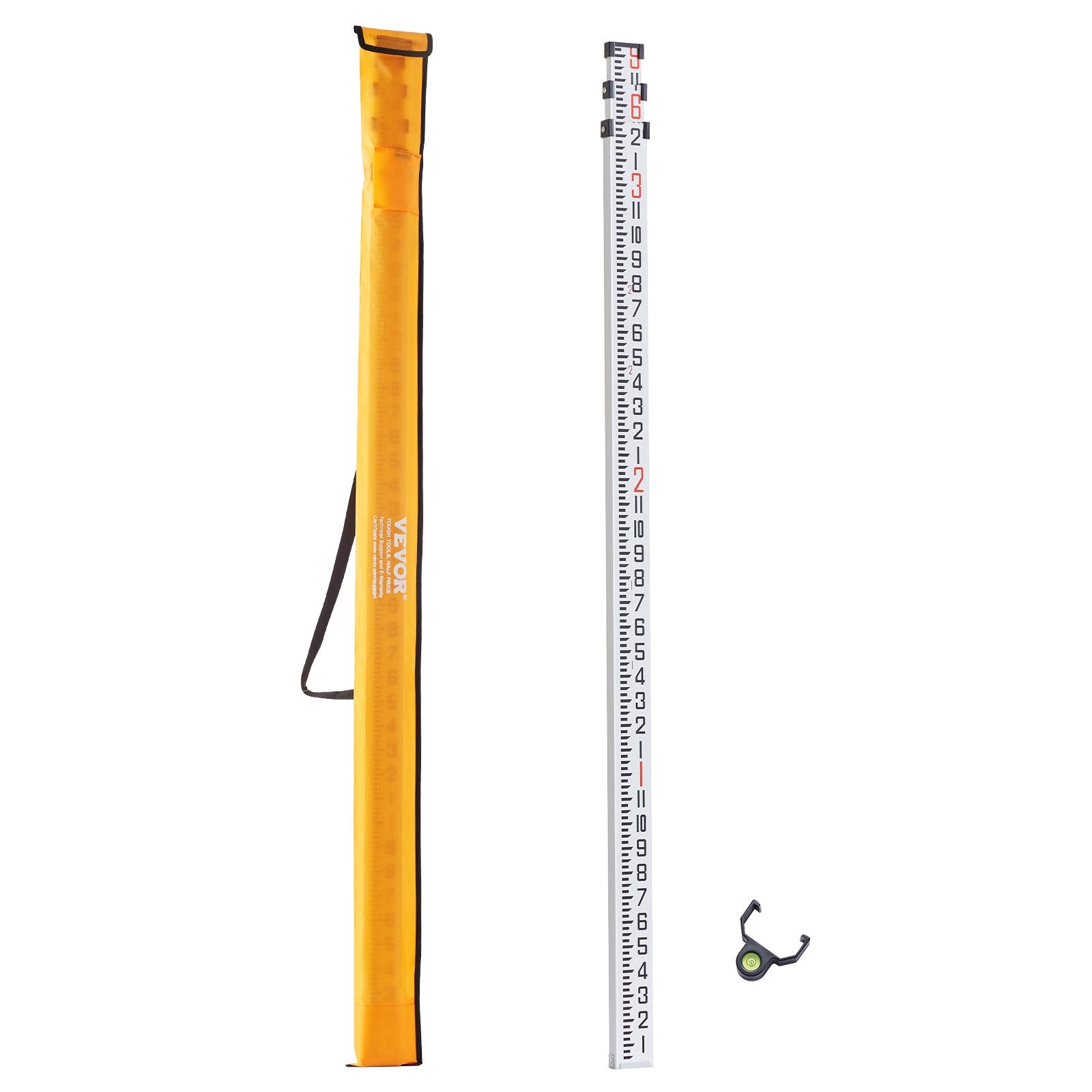 Aluminum Grade Rod, 9-Feet/8ths 3 Sections Telescopic Measuring Rod, Double-Sided Scale 1/8in Leveling Rod Stick,Aluminum Alloy Survey Rod with Bubble Level &Carrying Bag for Houses,Walls,Floors - Image 9