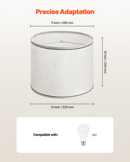 Lamp Shade 2 Set, 29 cm Top x 32 cm Bottom x 24.5 cm High (Spider Fitter), Medium Lampshade with Harp, Replacement Lamp Shade for Table & Floor Lamps Pendant Lights, Light Linen with Black Edge - Image 4