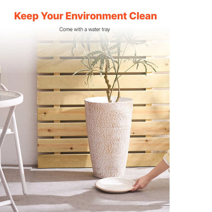 Tall Planter Set of 2 Round Tapered Plant Pots 53 cm for Outdoor Indoor - Image 2