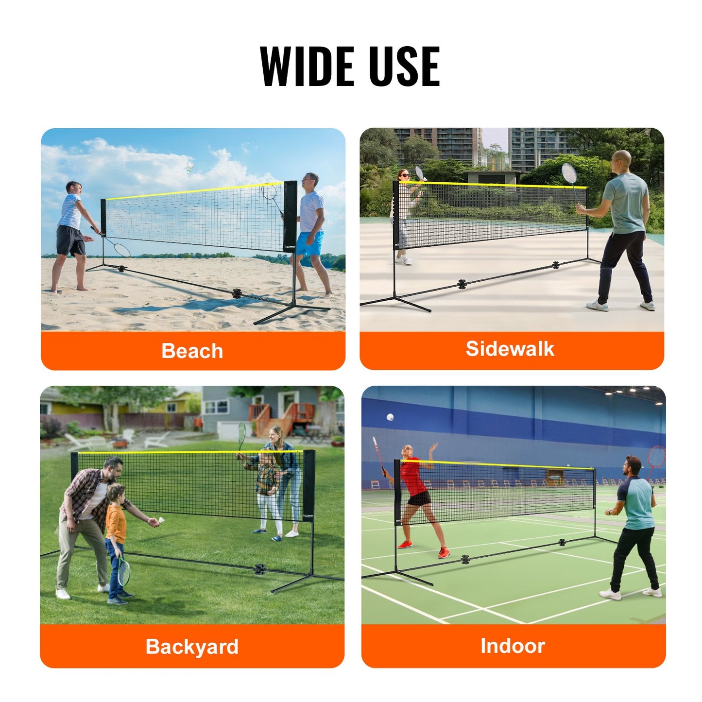 Badminton Net, Height Adjustable Volleyball Net, 10ft Wide Foldable Pickleball Net, Portable Easy Setup Tennis Net Set with Poles, Stand and Carry Bag, for Kids Backyard Game Indoor Outdoor Use - Image 6