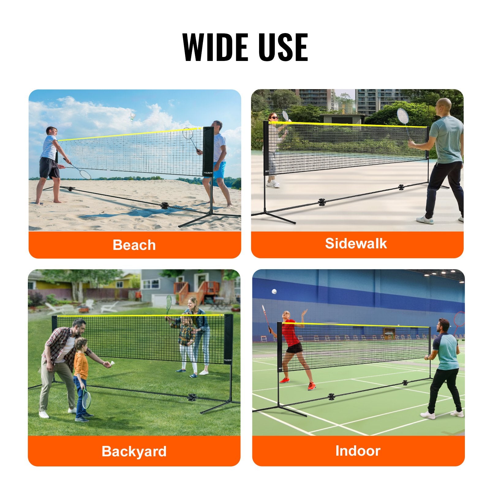 Badminton Net, Height Adjustable Volleyball Net, 17ft Wide Foldable Pickleball Net, Portable Easy Setup Tennis Net Set with Poles, Stand and Carry Bag, for Kids Backyard Game Indoor Outdoor Use - Image 6