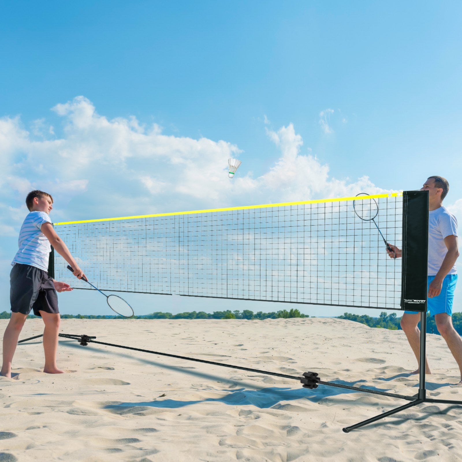Badminton Net, Height Adjustable Volleyball Net, 17ft Wide Foldable Pickleball Net, Portable Easy Setup Tennis Net Set with Poles, Stand and Carry Bag, for Kids Backyard Game Indoor Outdoor Use - Image 8