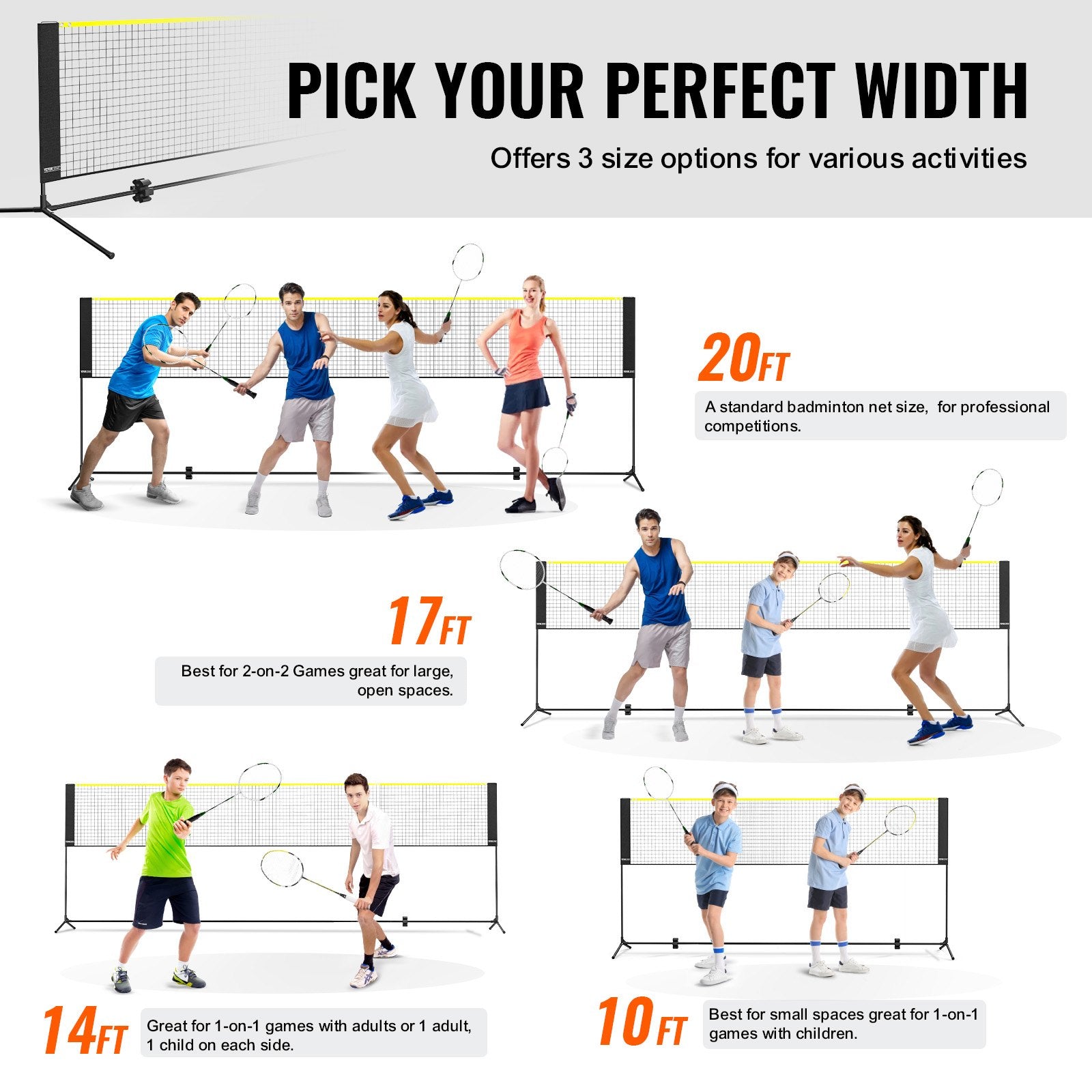 20ft Badminton Net Set Outdoor Portable Volleyball Pickleball Tennis Net - Image 3