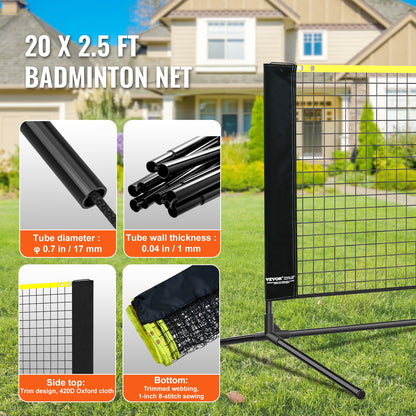20ft Badminton Net Set Outdoor Portable Volleyball Pickleball Tennis Net - Image 4